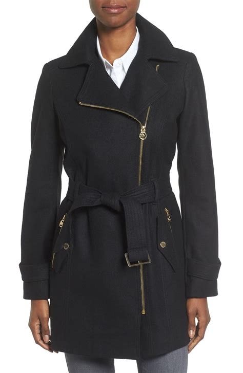 michael kors wool blend coat gray|Michael Kors zip closure coats.